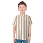 Vertical Stripes - White and Tan Brown Kid s Cotton Tee