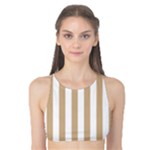 Vertical Stripes - White and Tan Brown Tank Bikini Top