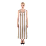 Vertical Stripes - White and Tan Brown Full Print Maxi Dress