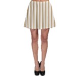 Vertical Stripes - White and Tan Brown Skater Skirt