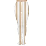 Vertical Stripes - White and Tan Brown Women s Tights