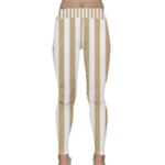 Vertical Stripes - White and Tan Brown Yoga Leggings