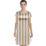 Vertical Stripes - White and Tan Brown Cap Sleeve Nightdress