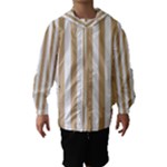 Vertical Stripes - White and Tan Brown Hooded Wind Breaker (Kids)