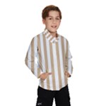 Vertical Stripes - White and Tan Brown Wind Breaker (Kids)