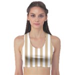 Vertical Stripes - White and Tan Brown Women s Sports Bra