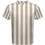 Vertical Stripes - White and Khaki Brown Men s Cotton Tee