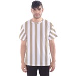 Vertical Stripes - White and Khaki Brown Men s Sport Mesh Tee