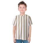 Vertical Stripes - White and Khaki Brown Kid s Cotton Tee