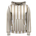 Vertical Stripes - White and Khaki Brown Women s Pullover Hoodie