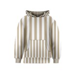 Vertical Stripes - White and Khaki Brown Kid s Pullover Hoodie