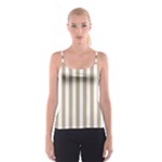 Vertical Stripes - White and Khaki Brown Spaghetti Strap Top