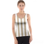 Vertical Stripes - White and Khaki Brown Tank Top