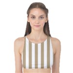 Vertical Stripes - White and Khaki Brown Tank Bikini Top