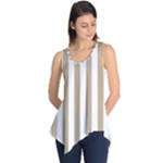 Vertical Stripes - White and Khaki Brown Sleeveless Tunic