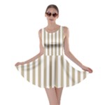 Vertical Stripes - White and Khaki Brown Skater Dress