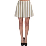 Vertical Stripes - White and Khaki Brown Skater Skirt