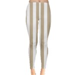 Vertical Stripes - White and Khaki Brown Women s Leggings