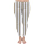 Vertical Stripes - White and Khaki Brown Winter Leggings