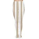 Vertical Stripes - White and Khaki Brown Women s Tights