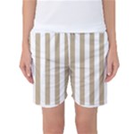 Vertical Stripes - White and Khaki Brown Women s Basketball Shorts