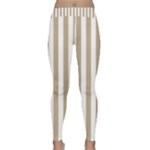 Vertical Stripes - White and Khaki Brown Yoga Leggings