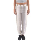 Vertical Stripes - White and Khaki Brown Women s Jogger Sweatpants