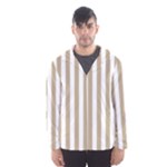 Vertical Stripes - White and Khaki Brown Hooded Wind Breaker (Men)