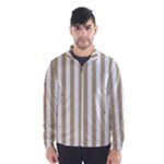 Vertical Stripes - White and Khaki Brown Wind Breaker (Men)