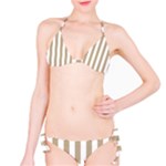 Vertical Stripes - White and Khaki Brown Bikini Set