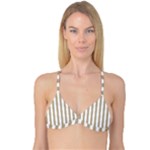 Vertical Stripes - White and Khaki Brown Reversible Tri Bikini Top