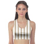 Vertical Stripes - White and Khaki Brown Women s Sports Bra