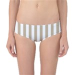 Vertical Stripes - White and Khaki Brown Classic Bikini Bottoms