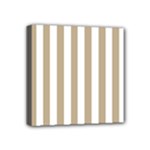 Vertical Stripes - White and Khaki Brown Mini Canvas 4  x 4  (Stretched)