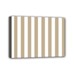 Vertical Stripes - White and Khaki Brown Mini Canvas 7  x 5  (Stretched)