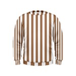 Vertical Stripes - White and French Beige Kid s Sweatshirt