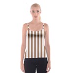 Vertical Stripes - White and French Beige Spaghetti Strap Top