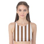 Vertical Stripes - White and French Beige Tank Bikini Top