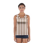 Vertical Stripes - White and French Beige Women s Sport Tank Top