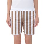 Vertical Stripes - White and French Beige Women s Basketball Shorts