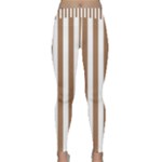 Vertical Stripes - White and French Beige Yoga Leggings