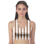 Vertical Stripes - White and French Beige Women s Sports Bra