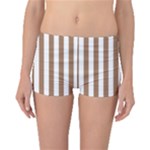 Vertical Stripes - White and French Beige Boyleg Bikini Bottoms