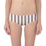 Vertical Stripes - White and French Beige Classic Bikini Bottoms