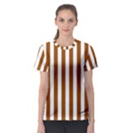 Vertical Stripes - White and Brown Women s Sport Mesh Tee