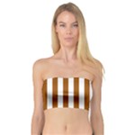 Vertical Stripes - White and Brown Bandeau Top