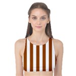 Vertical Stripes - White and Brown Tank Bikini Top