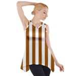 Vertical Stripes - White and Brown Side Drop Tank Tunic