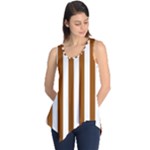 Vertical Stripes - White and Brown Sleeveless Tunic