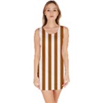 Vertical Stripes - White and Brown Bodycon Dress